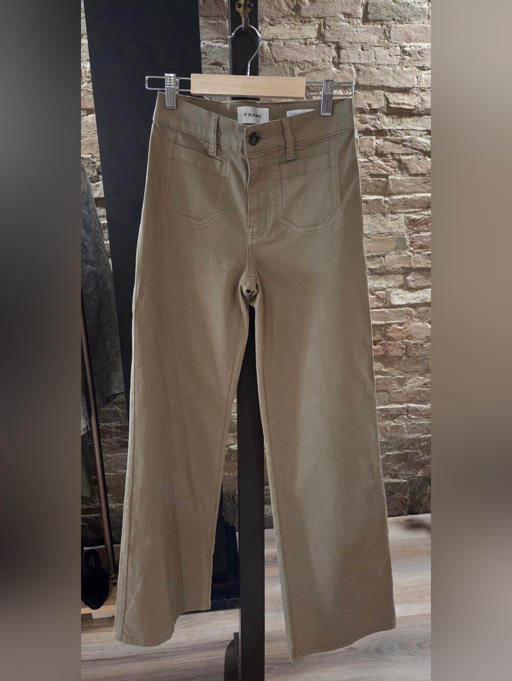 Frame Le Slim Palazzo Modernist Pocket In Thyme Pants